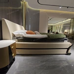 Gold & Black Nightstand with White Marble Top & Medusa Handles